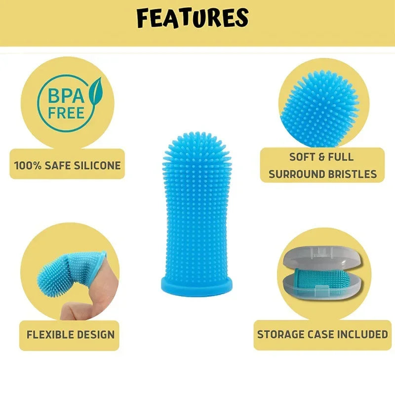 360° Silicone Finger Toothbrush for Dogs & Cats