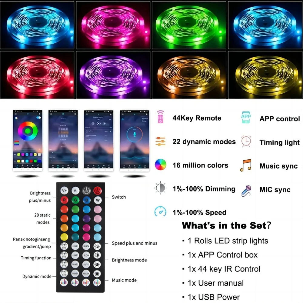 FlexGlow™ RGB LED Strip Light with Remote