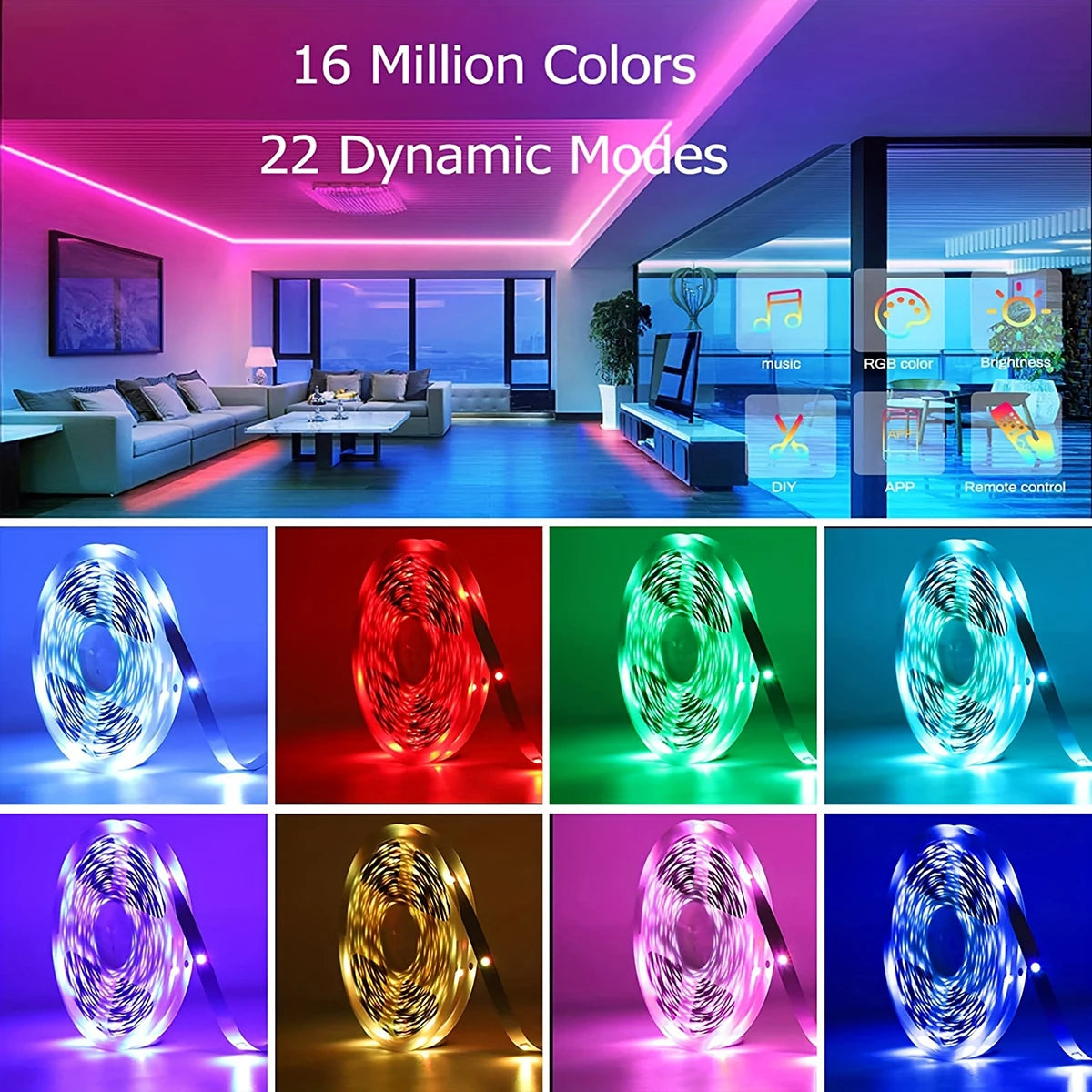 RhythmGlow™ RGB Music Sync LED Strip Light