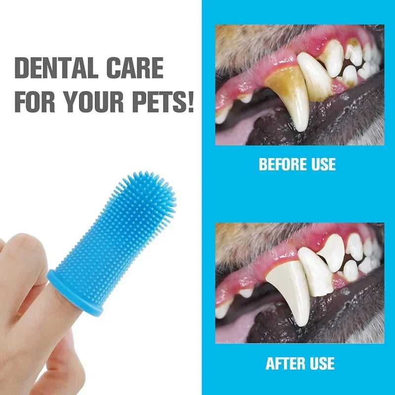 360° Silicone Finger Toothbrush for Dogs & Cats